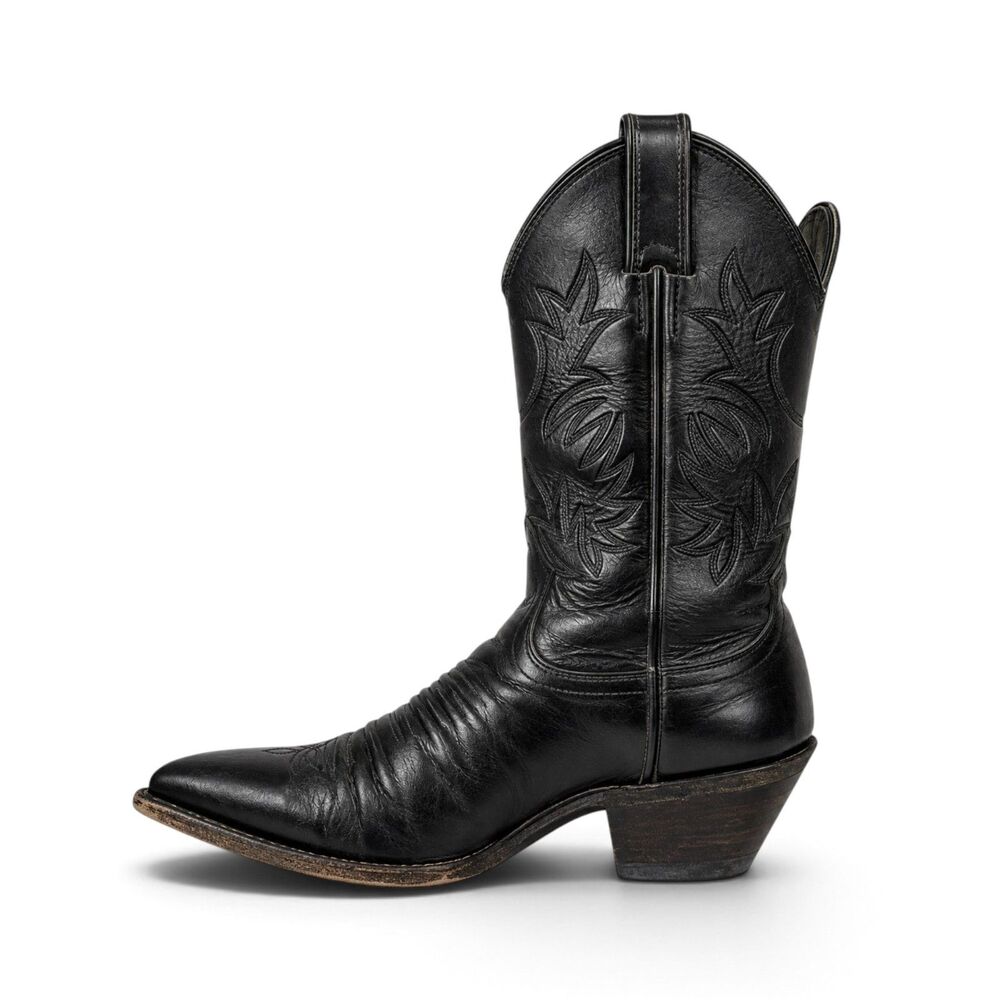 (7/126) y2k Justin L4903 Black Leather Cowboy Boots Boys 3.5 women 5.5
